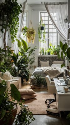 slaapkamer inspiratie urban jungle met veel licht