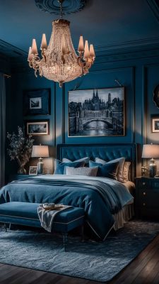 slaapkamer inspiratie donkerblauw