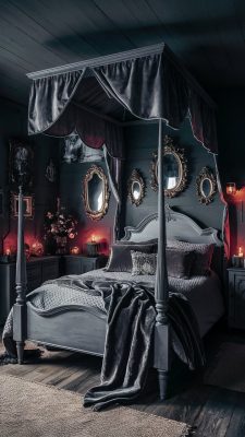 whimsical slaapkamer inspiratie donkergrijs