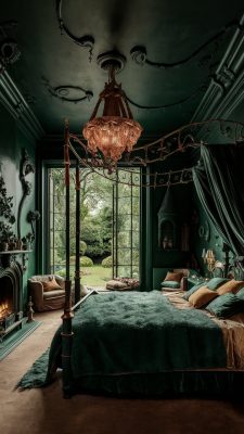 whimsical slaapkamer inspiratie donkergroen