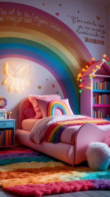 slaapkamer inspiratie met regenboogkleuren