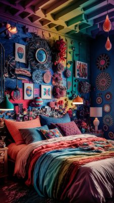 slaapkamer inspiratie meisjes regenboogkleuren