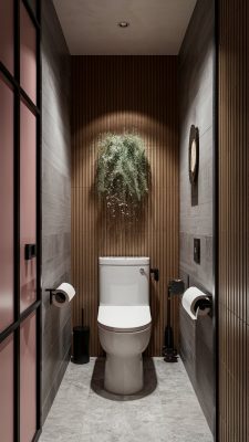 toilet inspiratie japandi groen met roze