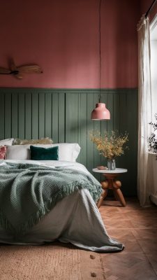 oud roze met groene slaapkamer