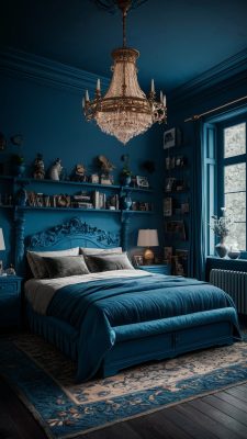 whimsical slaapkamer inspiratie donkerblauw