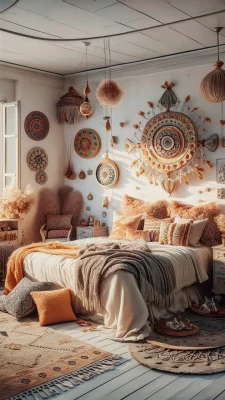 boho slaapkamer geel en oranje