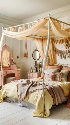 boho slaapkamer geel en oranje