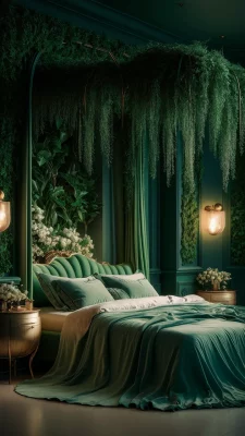 romantische slaapkamer groen