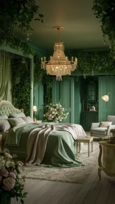 romantische slaapkamer groen