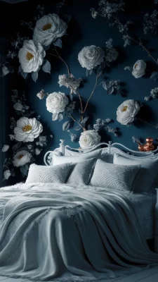 slaapkamer inspiratie donkerblauw romantisch