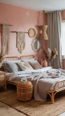 slaapkamer inspiratie oud roze boho