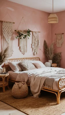 slaapkamer inspiratie oud roze boho