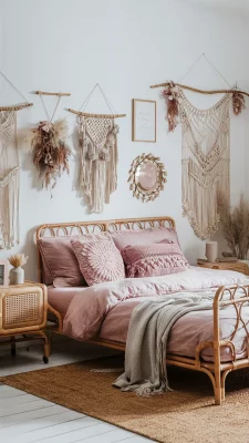 slaapkamer inspiratie oud roze boho