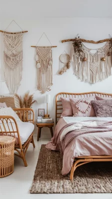 boho slaapkamer roze