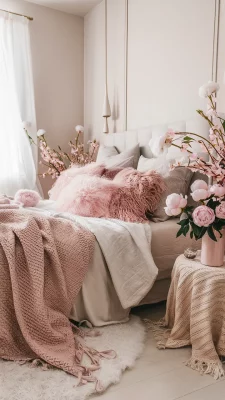 slaapkamer inspiratie roze en wit