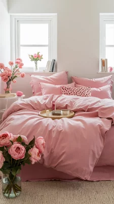 slaapkamer inspiratie roze en wit