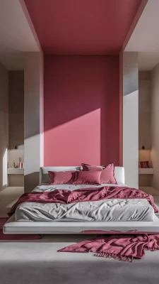 slaapkamer inspiratie roze muur
