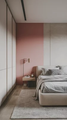 slaapkamer inspiratie roze muur
