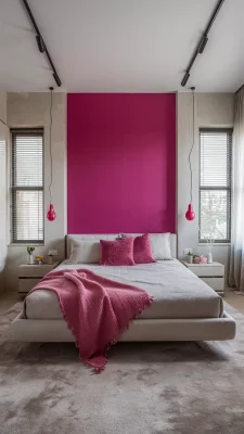 slaapkamer inspiratie roze muur
