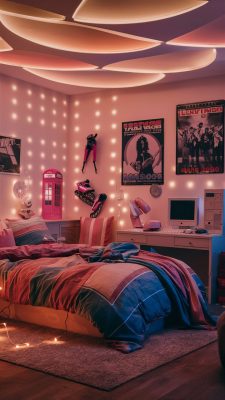 slaapkamer inspiratie y2k met led verlichting