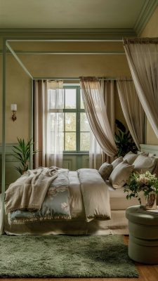 slaapkamer inspiratie cozy met groene tinten