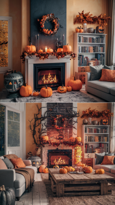 open haard decoratie halloween