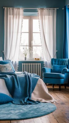 slaapkamer inspiratie cozy met blauwe tinten