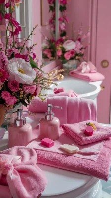 badkamer decoratie roze