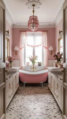 badkamer roze wit