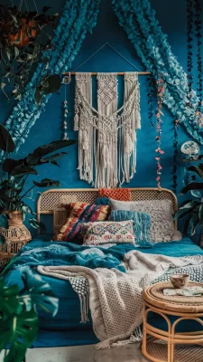 boho blauw slaapkamer