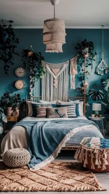 boho blauw slaapkamer