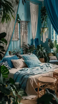 boho blauw slaapkamer