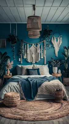 boho blauw slaapkamer