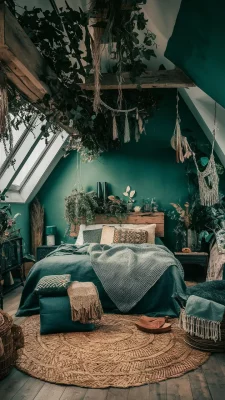 boho slaapkamer groen