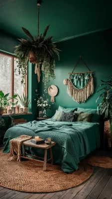 boho slaapkamer groen