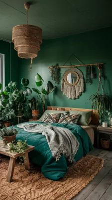 boho slaapkamer groen