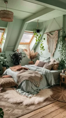 boho slaapkamer mintgroen