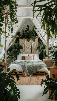 boho slaapkamer mosgroen