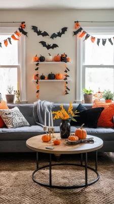 diy halloween woonkamer versiering