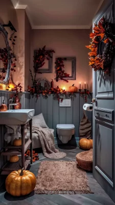 herfst in huis op het toilet