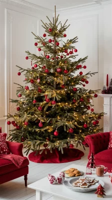 kerstboom rood, traditioneel