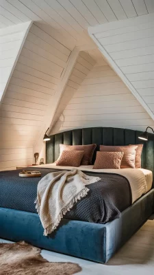 slaapkamer inspiratie antraciet bed met witte muren