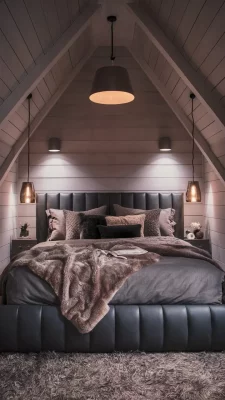 slaapkamer inspiratie warm luxe antraciet bed