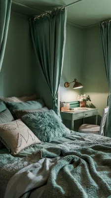 slaapkamer inspiratie cozy groen
