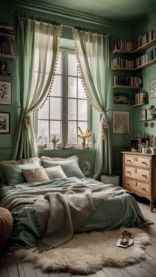 slaapkamer inspiratie cozy groen