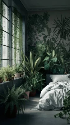 slaapkamer inspiratie planten witte muren