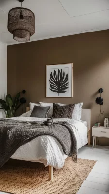 slaapkamer inspiratie urban taupe witte muren of wit dekbedovertrek