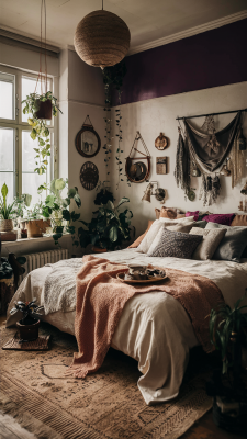 boho paarse slaapkamer