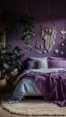 boho paarse slaapkamer