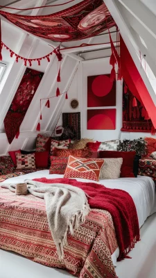 boho slaapkamer inspiratie rood